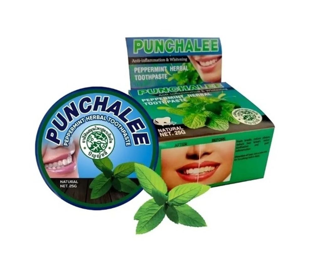 Растительная зубная паста Панчале с мятой (Punchalee Pepper mint Herbal Toothpaste), ТМ Punchalee