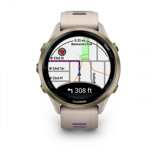 Garmin Forerunner 970 серые, золотистый титановый безель, с серым/индиго ремешком