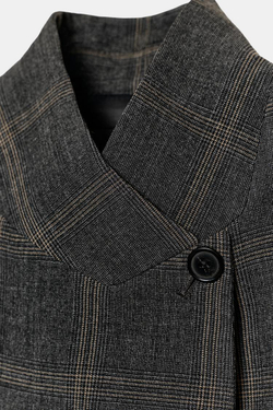 ZARA БЛЕЙЗЕР В КЛЕТКУ — ZW COLLECTION LIMITED EDITION, СЕРЫЙ МЕЛАНЖ