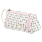 Пенал-косметичка Basir без наполнения, 20*10*9 см, серия "В клетку", 2 отделения на молнии, белый цвет