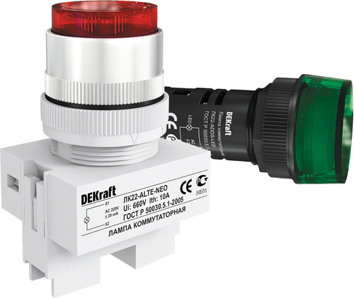 25121 Лампа коммутац.ЛК22-ADDS-WHI-LED-220 DEKraft