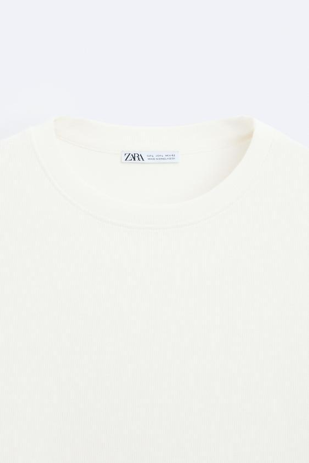 ZARA ФУТБОЛКА ИЗ ТКАНИ SOFT TOUCH В РУБЧИК, ЖЕЛТОВАТО-БЕЛЫЙ