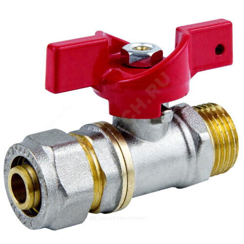 Кран шаровой латунь никель 1017 Euro Дн 20х3/4" Ру16 НР/обжим бабочка Aquasfera 1017-03