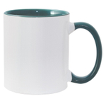 Кружка белая, темно-зеленая внутри с темно-зеленой ручкой