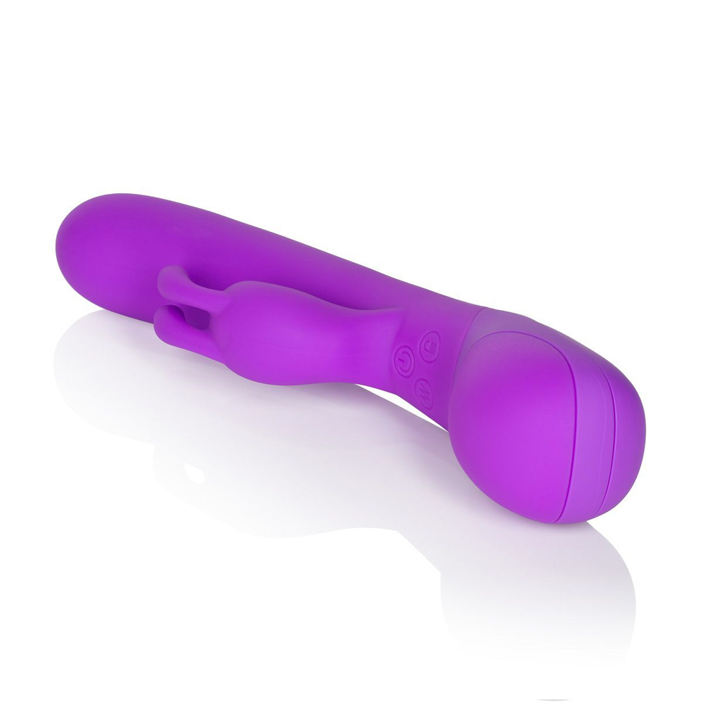 Фиолетовый вибромассажер Impress Rabbit со стимуляцией клитора - 18 см. (Цвет: фиолетовый)