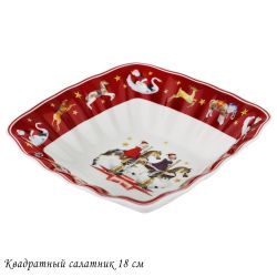 Lenardi 305-181 Квадратный салатник 15х4см НОВЫЙ ГОД в под.уп.(х36)Фарфор