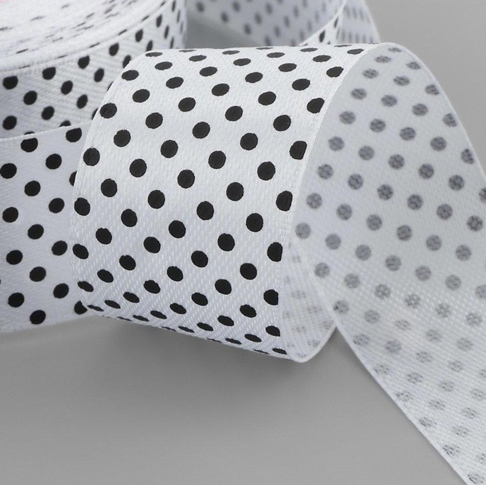 Атласная лента в горошек 25 мм