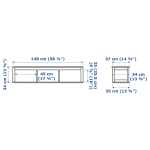 Настенная полка - HEMNES IKEA/ ХЕМНЭС ИКЕА,  148х34 см, белый