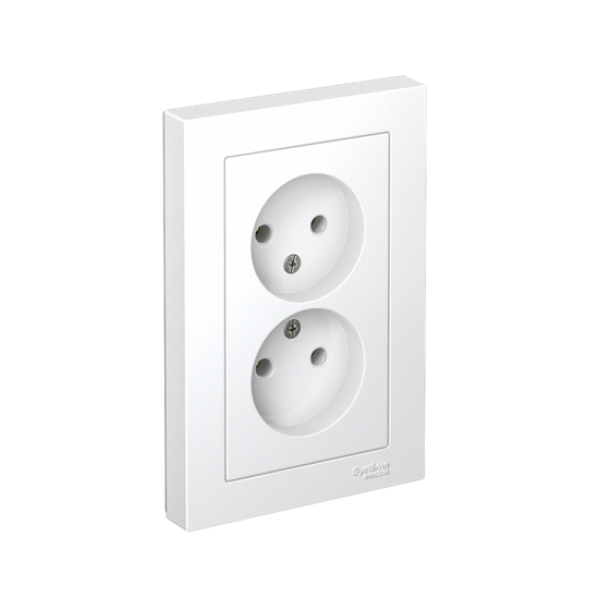 Розетка 2-м СП AtlasDesign 16А IP20 без заземл. в сборе бел. SE ATN000120