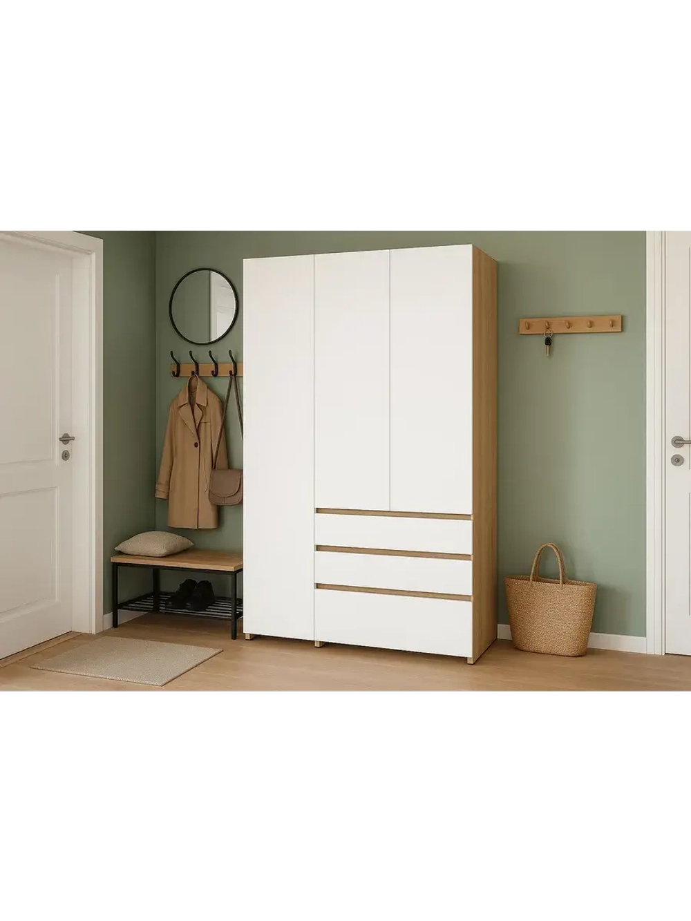 Шкаф для одежды распашной Белый 120х46х210 см