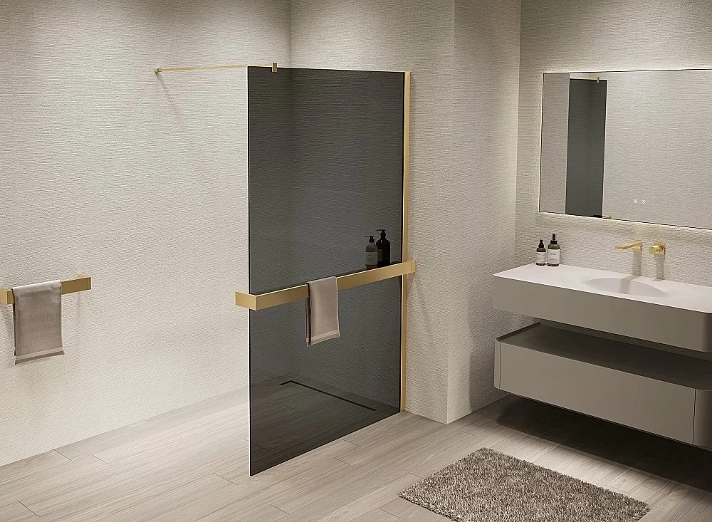 Душевая перегородка Vincea Walk-In VSW-1HR120CGG 120x200 профиль матовый золотой/стекло тонированное
