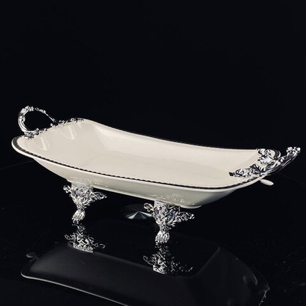 Lenardi 205-926 Блюдо 38см на ножках с ручками ATLANTIS в под.уп.(х4)Фарфор