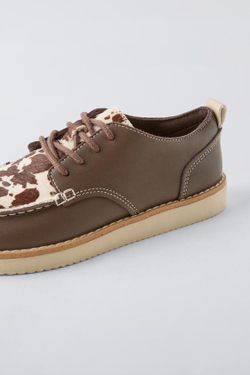 ZARA КОЖАНЫЕ ТУФЛИ, КОРИЧНЕВЫЙ