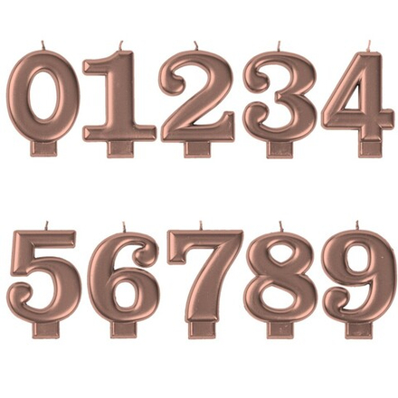 Свеча-цифра в оттенке розового золота 8 см