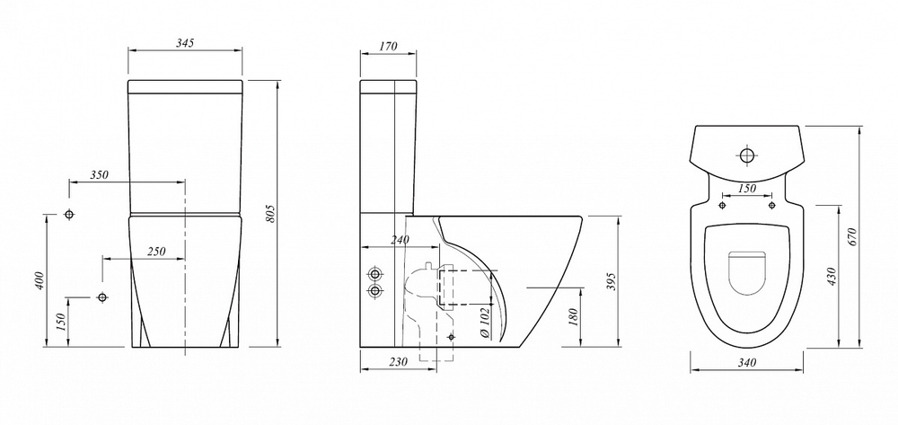 Унитаз напольный с функцией биде Kale STIL  в комплекте с бачком, сиденьем микролифт с арматурой