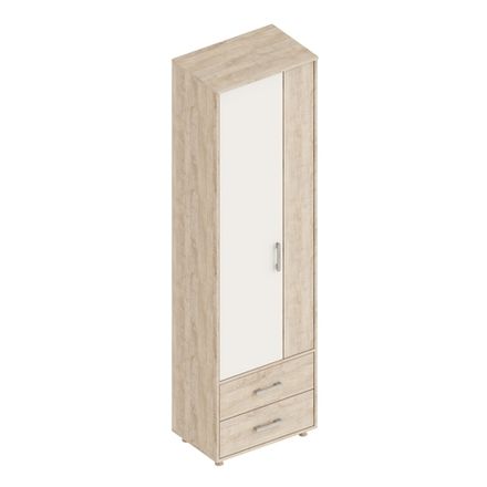 Шкаф двухстворчатый с двумя ящиками "Граф" (Дуб баррик/перламутр), ЛДСП, Велес