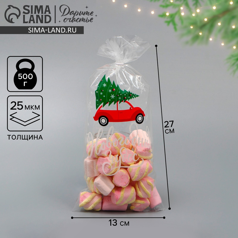Пакет БОПП «Новогодняя машинка», 13 х 27 см, 9670278