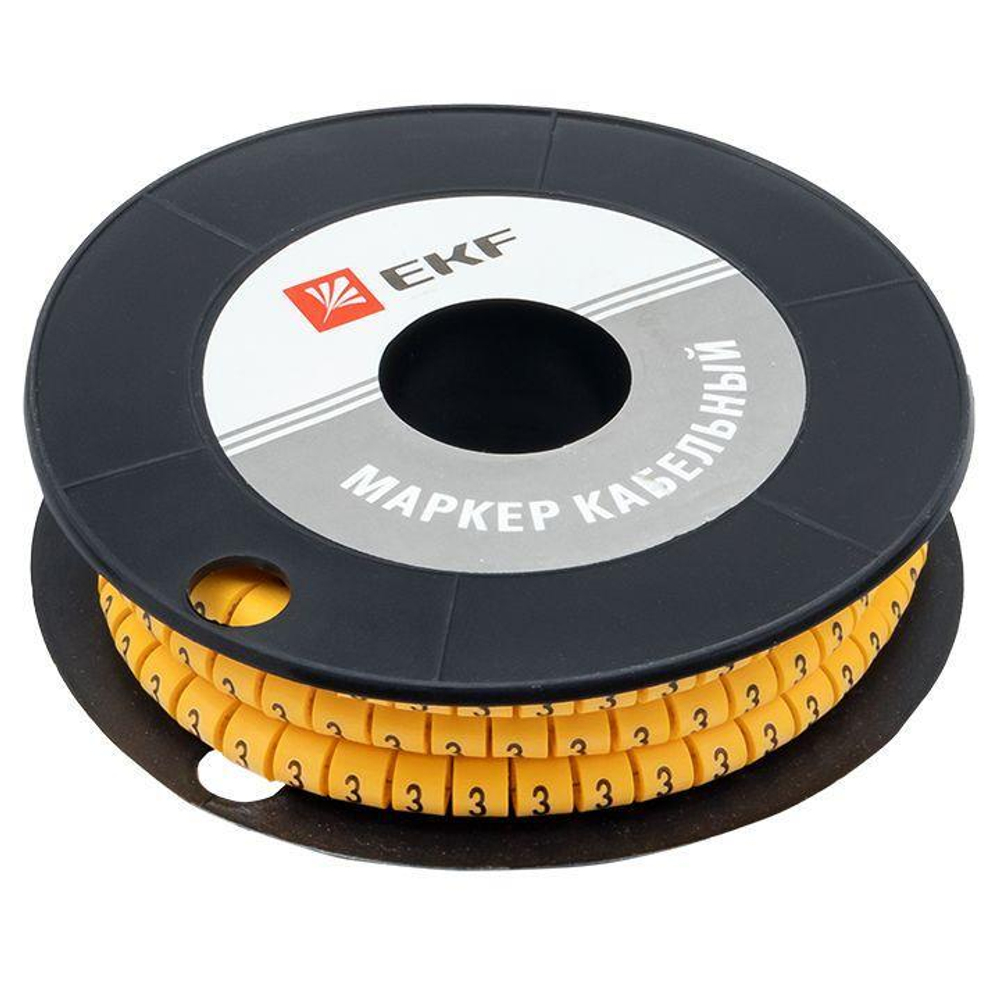 Маркер каб. 2.5кв.мм "3" (ЕС-1) (уп.1000шт) EKF plc-KM-2.5-3