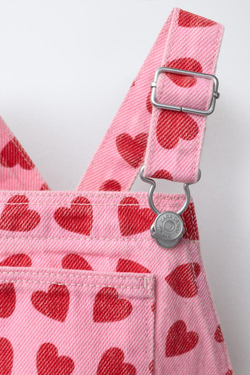 ZARA ДЛИННЫЙ КОМБИНЕЗОН ИЗ САРЖИ С ПРИНТОМ «СЕРДЦА», РОЗОВЫЙ