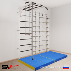 Шведская стенка Sv Sport усиленная 63540 (Турник рукоход/Канат/Трапеция/Мат 2м/Канатный лаз)