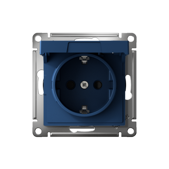 Розетка AtlasDesign 16А IP20 с заземл. защ. шторки с крышкой быстрозажим. клем. механизм аквамарин SE ATN001146S