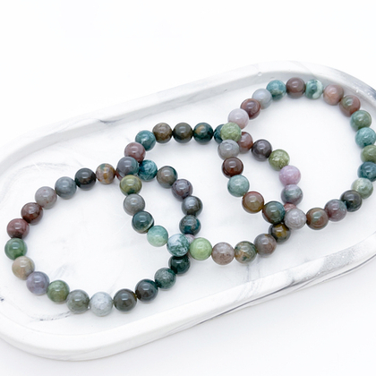 Браслет, "индийский агат" (халцедон), диаметр бусин около 8 мм, размер 17 см