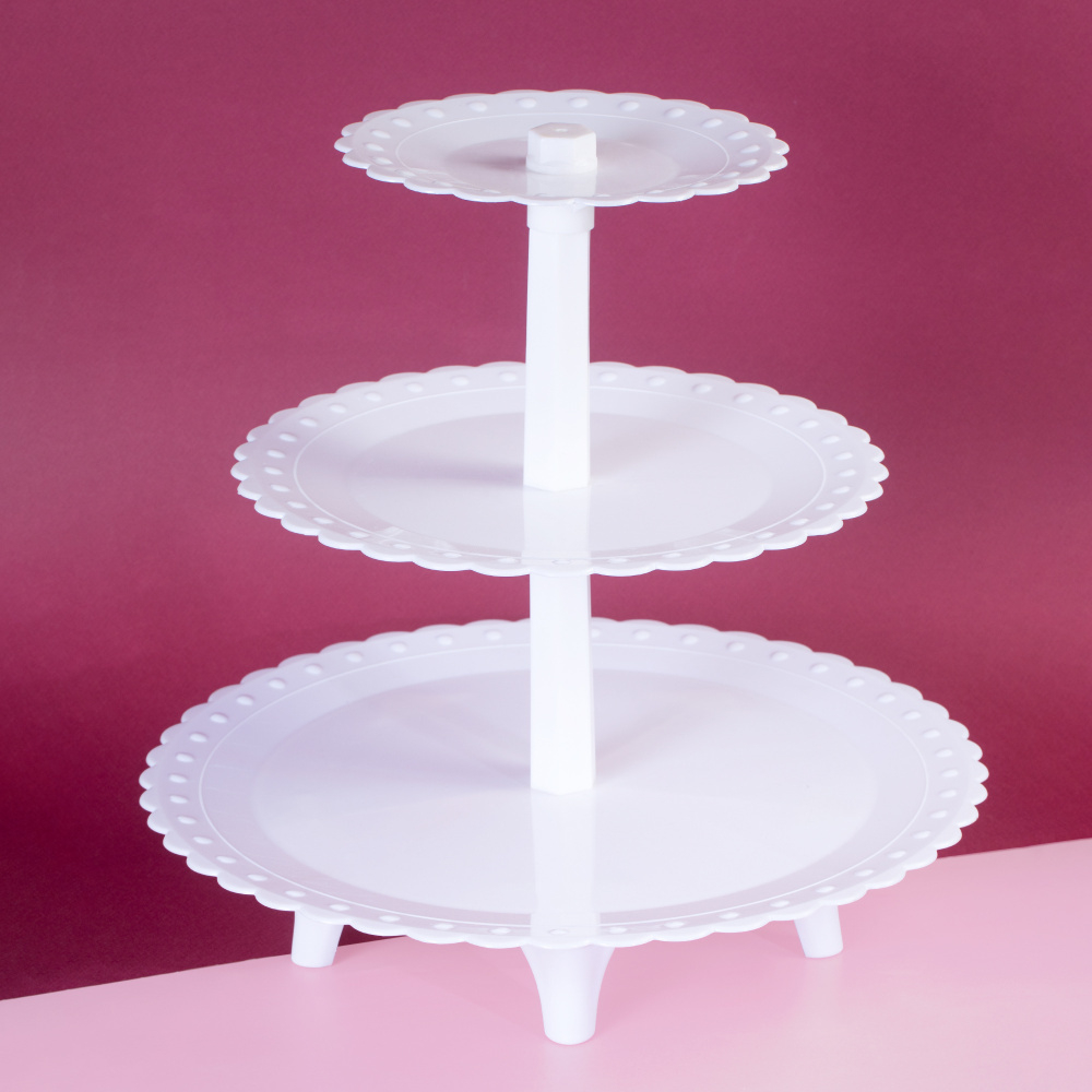Подставка 3-ярусная на стержне (D40, 30, 20 СМ) пластик ажурная
