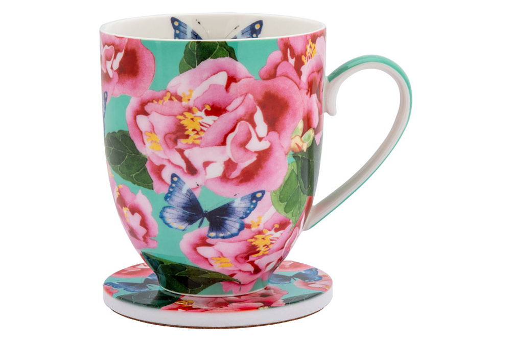 Кружка с подставкой 400мл Камелии