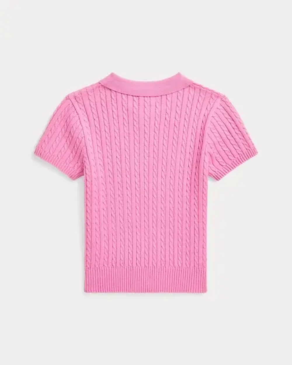 Свитер для девочки с вязкой "косы" и воротником поло Ralph Lauren