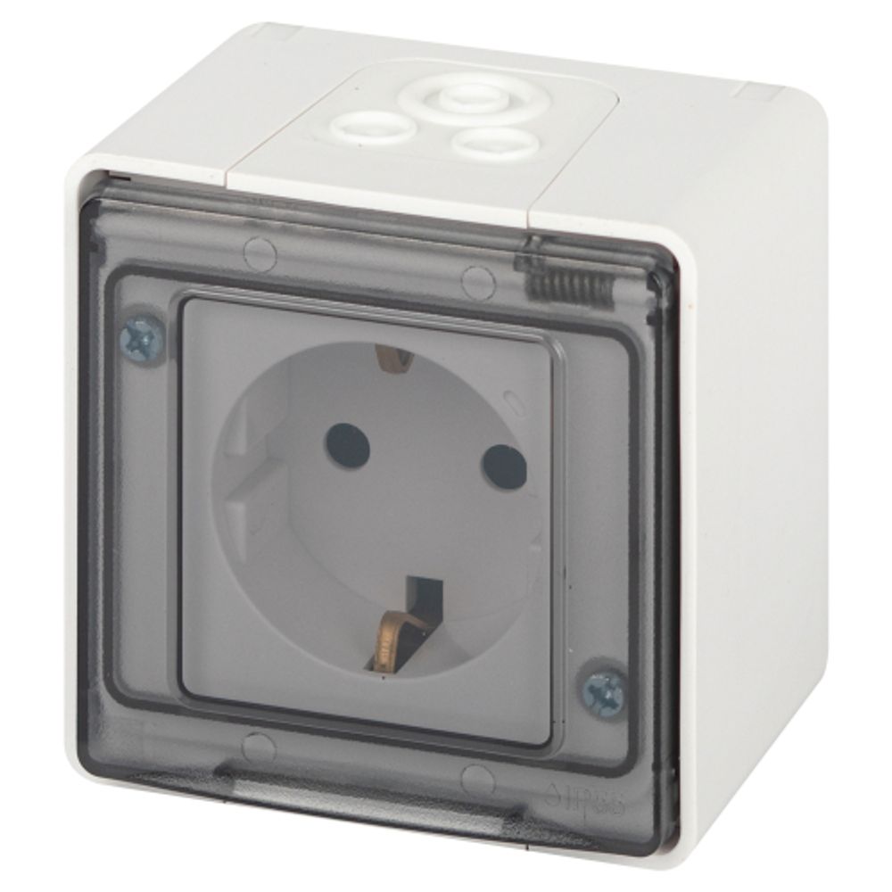 Розетка ЭРА Эксперт 11-2501-01 с заземлением с крышкой 2P+E IP55 16A-250В ОУ белый