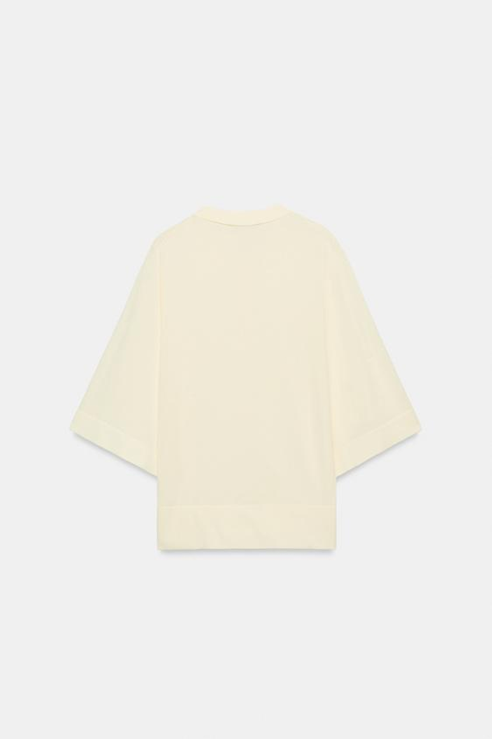 ZARA ТРИКОТАЖНОЕ ПОЛО С РУКАВАМИ ТРИ ЧЕТВЕРТИ, ЭКРЮ