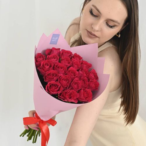 Розы розовые 40 см (Premium) 21 шт