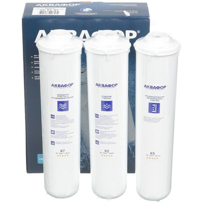 Картридж сменный Аквафор, К5-К2-К7, И9769, 3 шт, очистка от хлора, глуб очистка