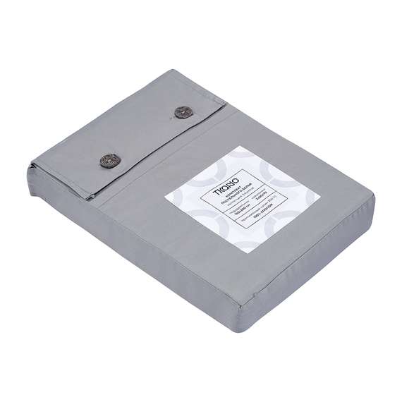 Комплект постельного белья из премиального сатина светло-серого цвета из коллекции essential, 150х20