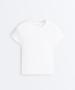 Oysho Футболка Rib Fit из смесового хлопка, белый