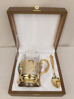 Чайный набор с ложечкой "Малахит" №4