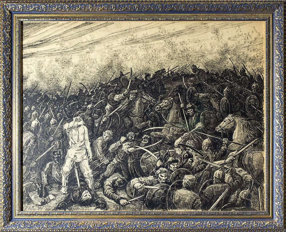 Лавров П. И. Из серии «Нашествие на Русь». Бумага, тушь. СССР. 1956 г.
