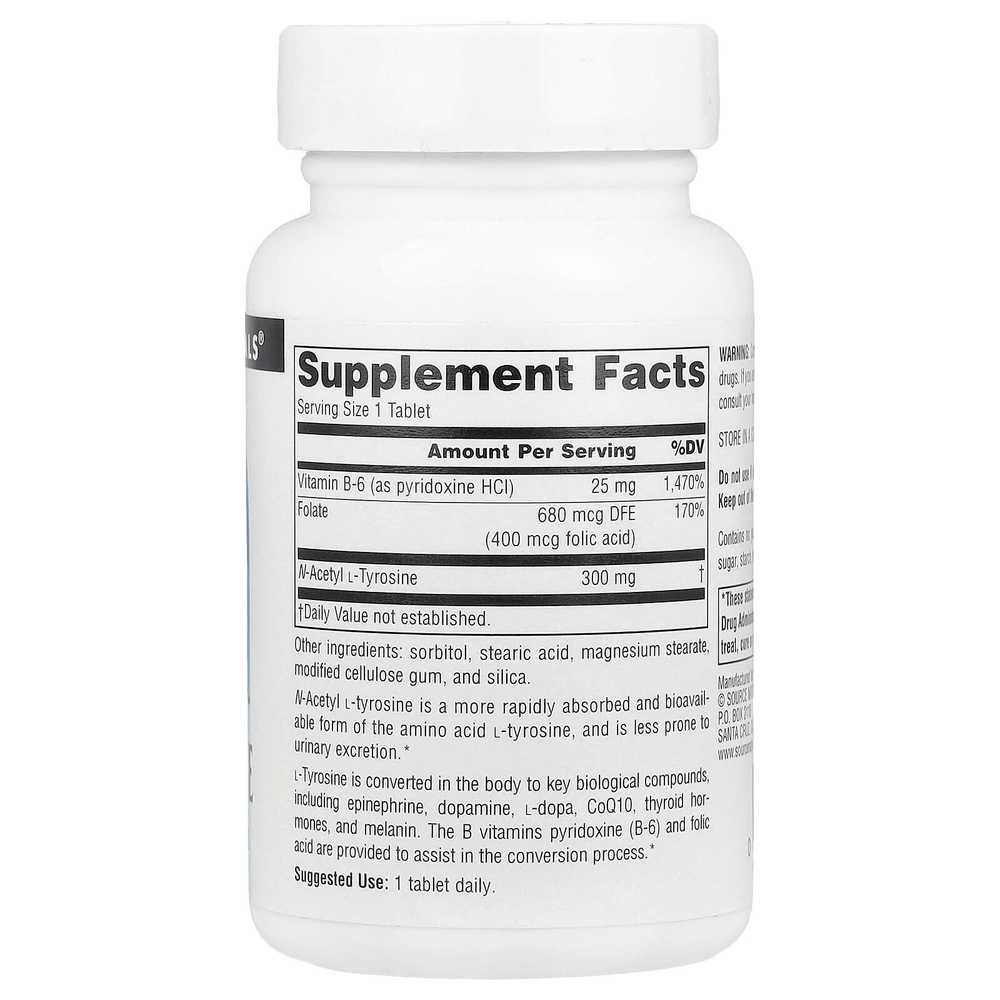 Source Naturals, N-ацетил L-тирозин, 300 мг, 60 таблеток