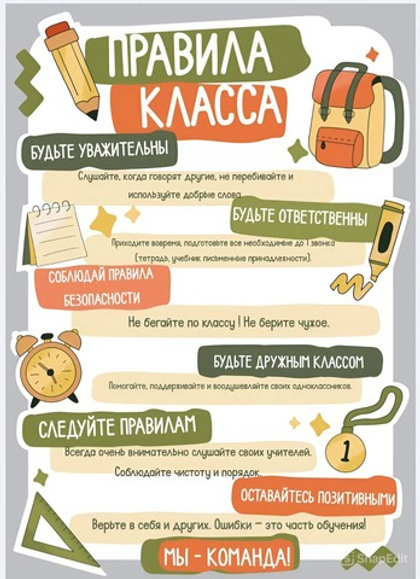 Информационный стенд "Правила класса"