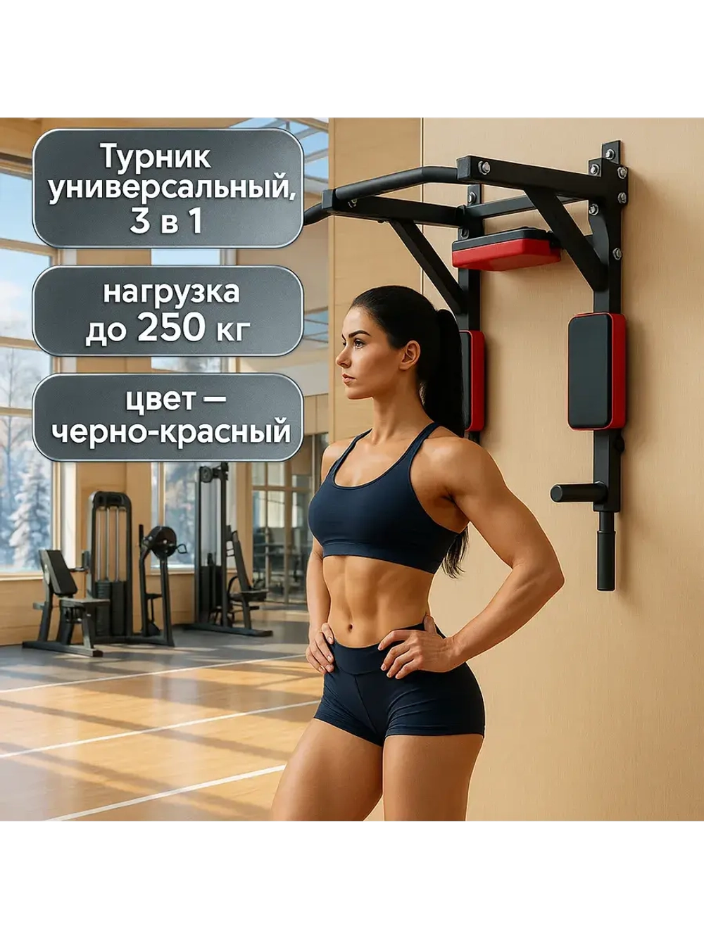 Турник настенный 3 в 1 брусья пресс тренажер для спорта дома