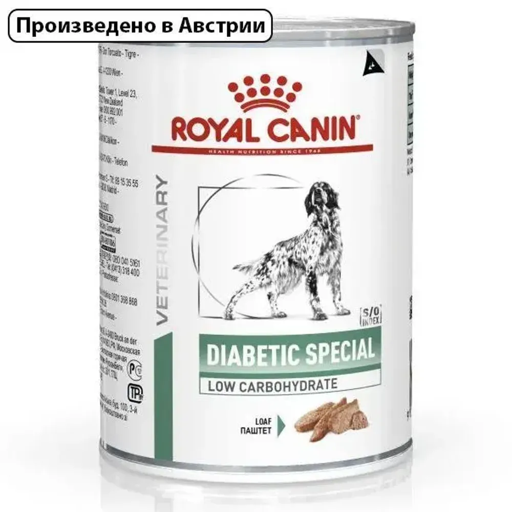 Royal Canin Diabetic Special (Роял Канин Диабетик Спэшл со вкусом свинины и птицы) влажный корм для взрослых и пожилых собак всех пород, при сахарном диабете 410 гр