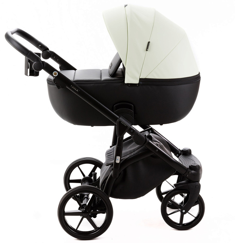 Детская коляска Adamex Nola Deluxe 3 в 1 N-SD104 (КРЕМОВАЯ КОЖА + ЧЕРН.КОЖА)