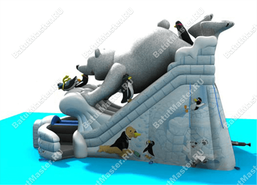 Большой надувной батут-горка "Мишка на севере"