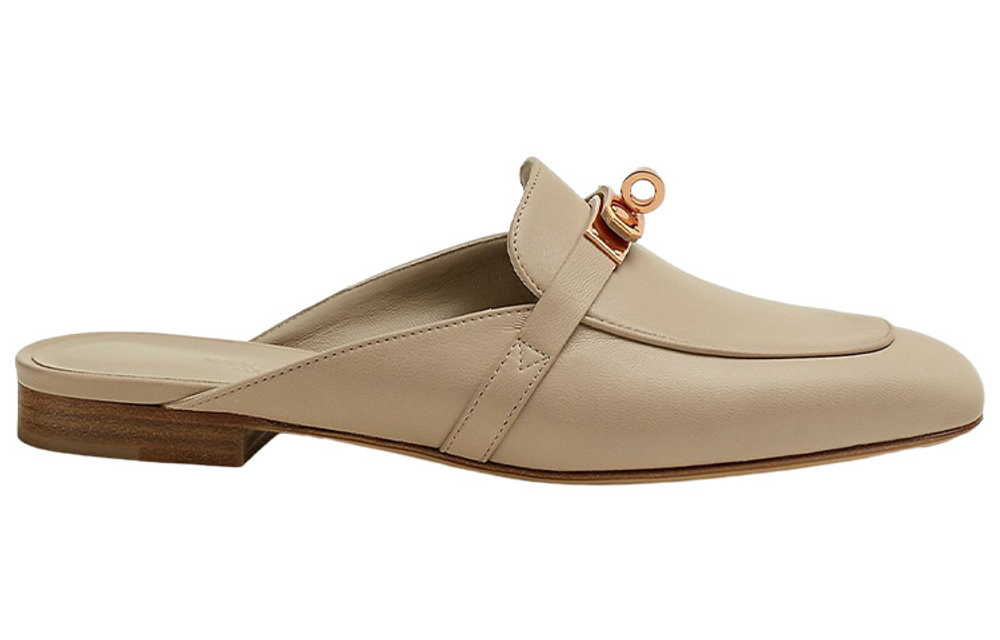 HERMES Oz Closed Toe Slippers Women"s Milk Tea Gray