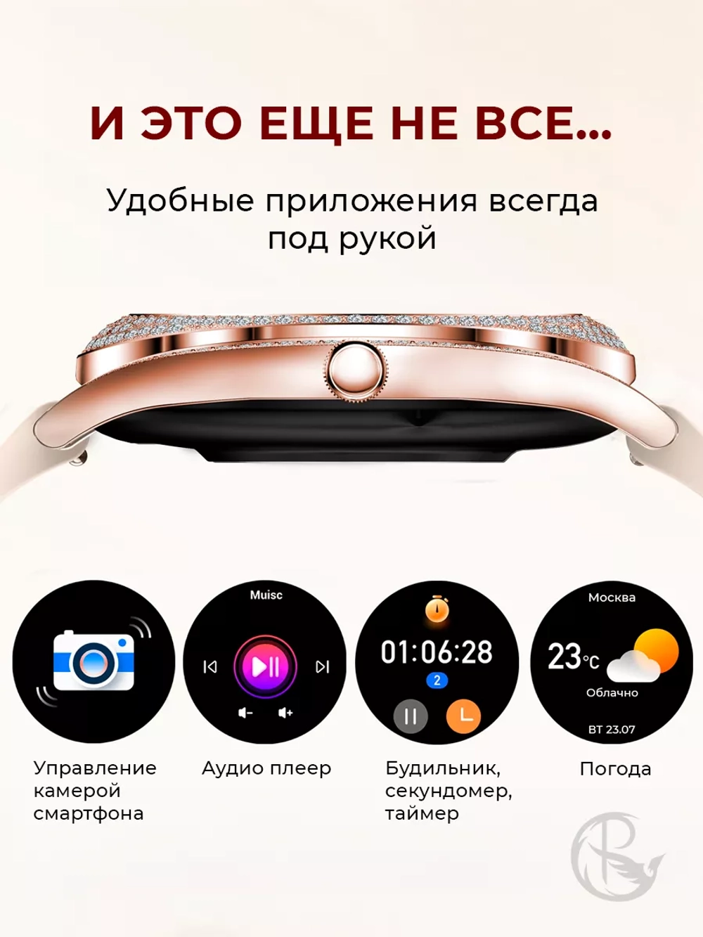 Смарт часы PARASMART Shine V66 (миланский браслет, золотистый)