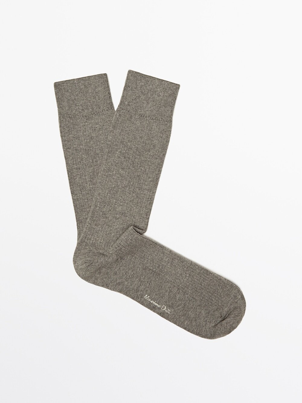 Massimo Dutti Высокие носки в тонкий рубчик, серый
