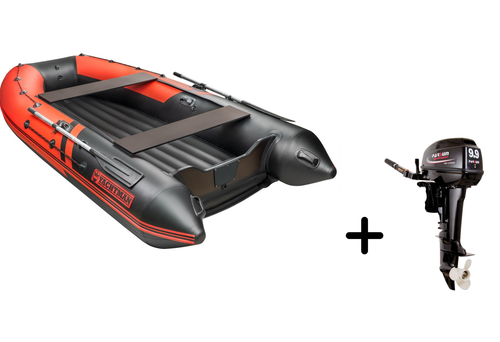 YACHTMAN-340 НДНД красный-черный + PARSUN T 9.9 (15) BMS (комплект лодка + мотор)