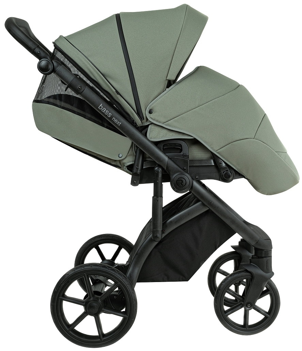 Детская коляска Roan Bass Next 2.0 3 в 1 с автокреслом Pituso Baesa Pro Black BSN/43/2 Sage Green/Black/руч.Black