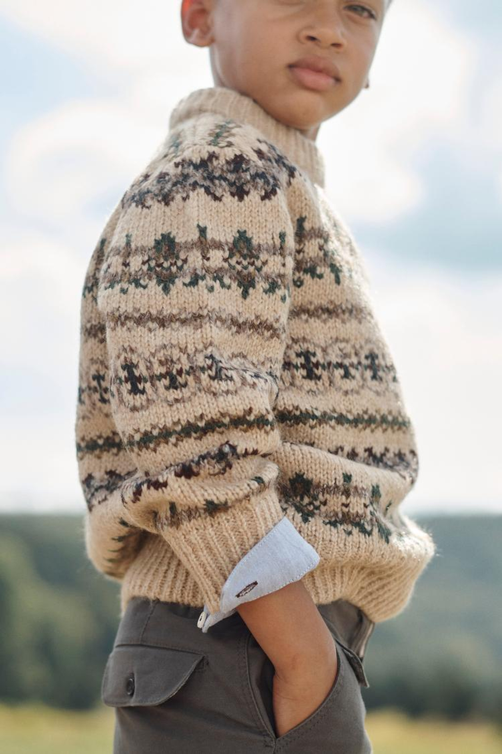 ZARA ТРИКОТАЖНЫЙ СВИТЕР, БЕЖЕВЫЙ