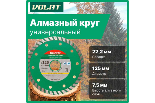 Круг алмазный универсальный Turbo 125х22 мм ВОЛАТ 89020-125